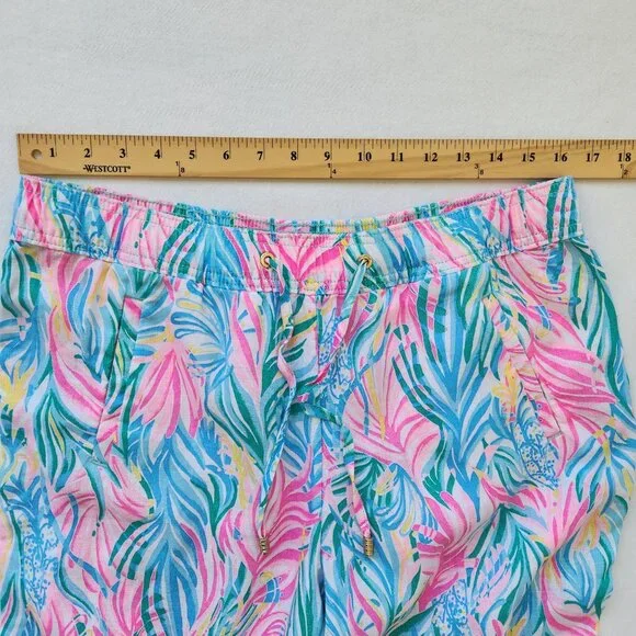 Lilly Pulitzer Taron Linen Tropical Print Lounge Pants Summer Vacation Casual - Picture 9 of 9